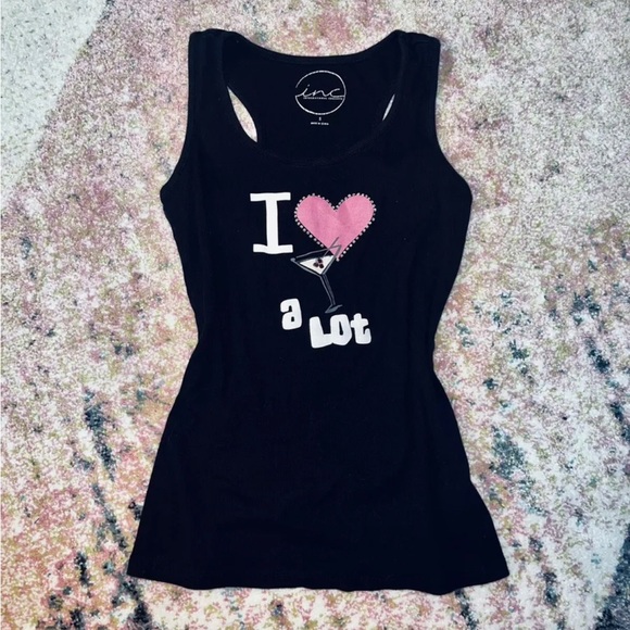 International Concepts | Black Ribbed ‘I ❤️🍸s A Lot’ Tank - SZ Small - Picture 3 of 4